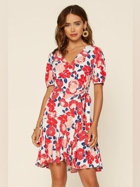 Skies Are Blue Adlyn Floral Wrap Dress, Rose Print, Women's Small